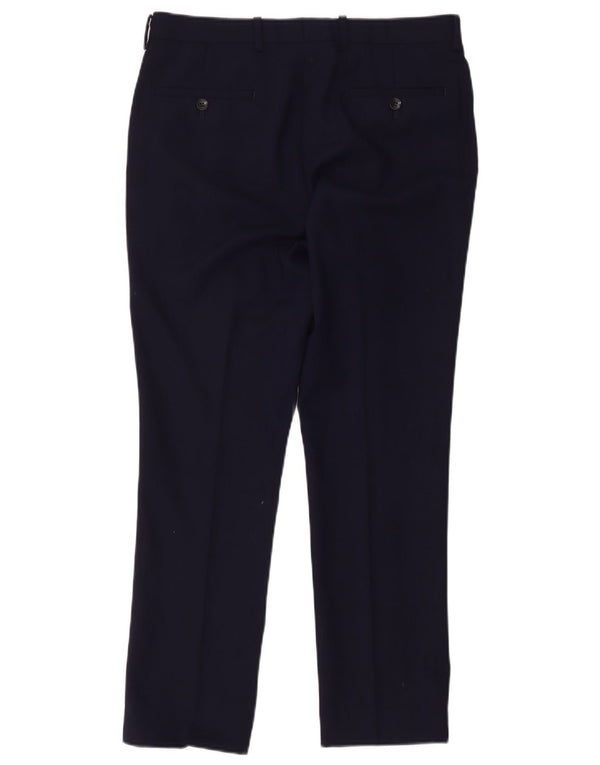 Pantaloni da abito slim fit da donna Dkny W34 L29 in lana blu navy
