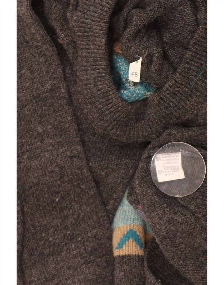 Maglione vintage da uomo con collo alto e collo alto IT 48 Colorblock grigio medio