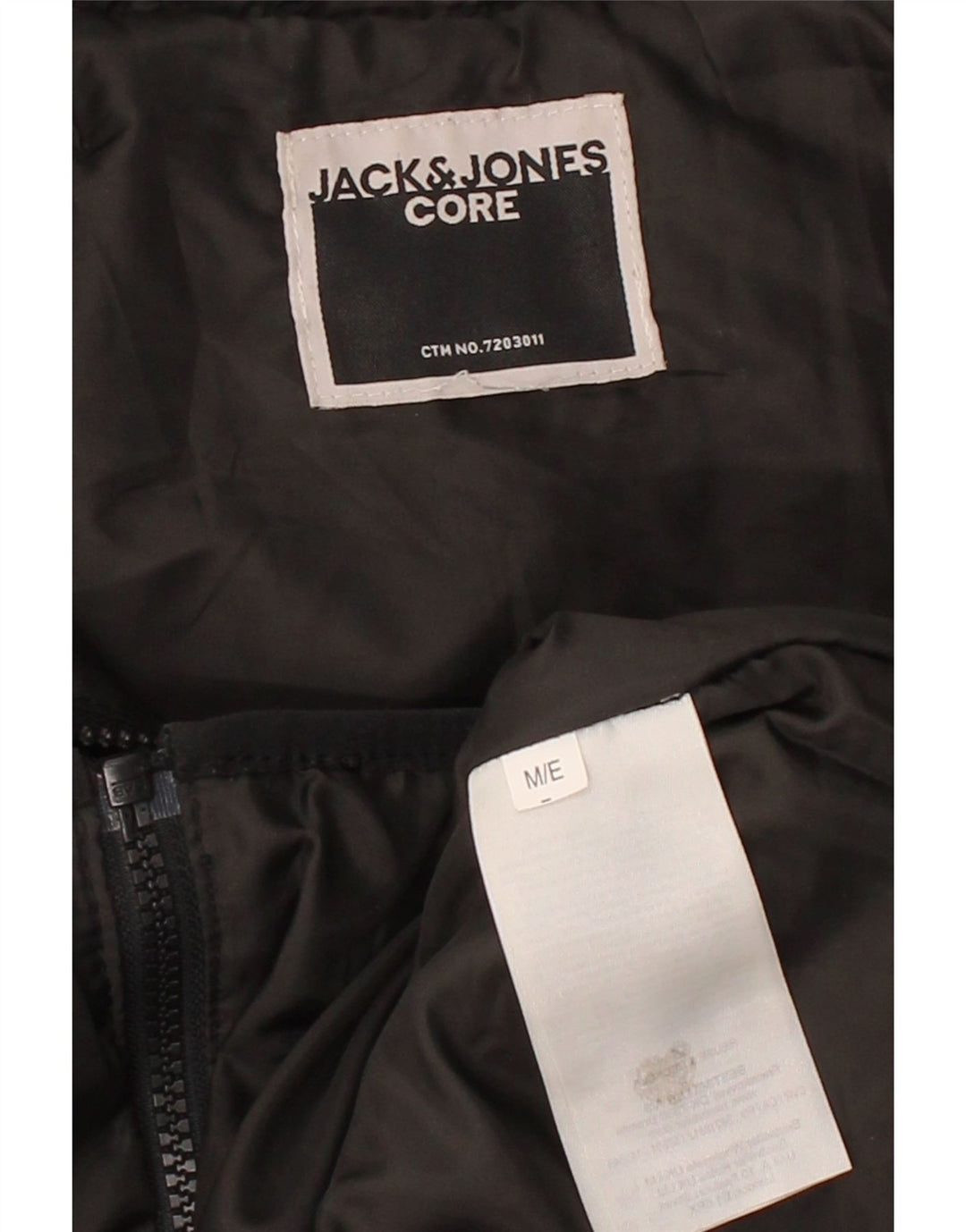 JACK & JONES Mens Hooded Padded Jacket UK 38 Medium Black Polyester Vintage Jack & Jones and Second-Hand Jack & Jones from Messina Hembry 