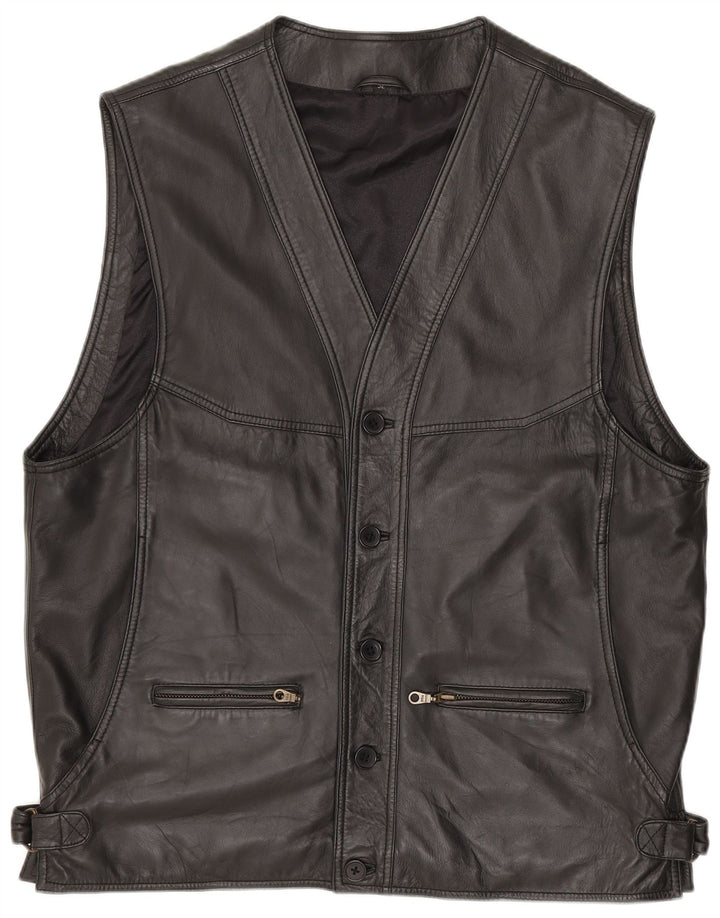 Gilet in pelle da uomo Gilberto IT 54 2XL Pelle nera