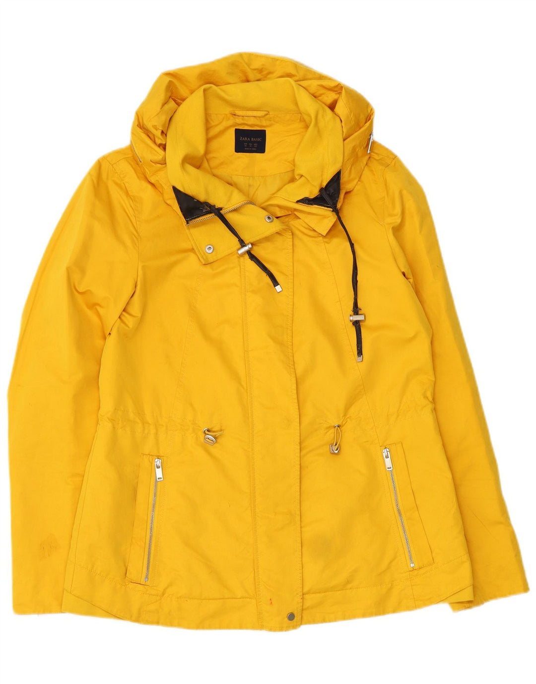 Giacca a vento con cappuccio da donna Zara UK 14 poliestere giallo medio