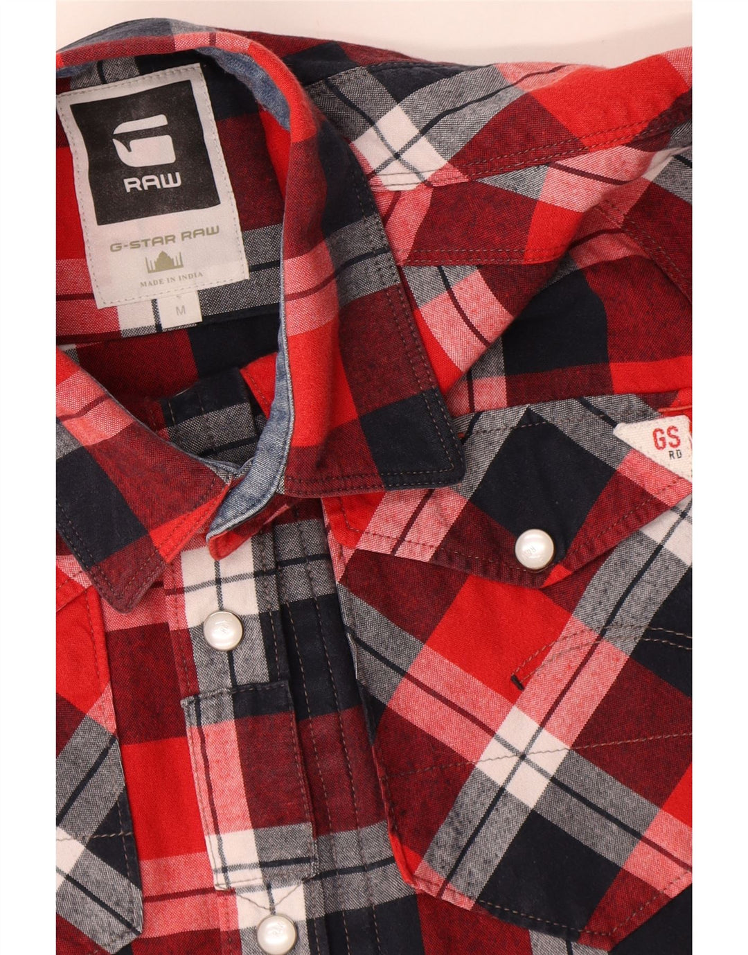 Camicia da uomo in flanella G-STAR in cotone a quadri rosso medio