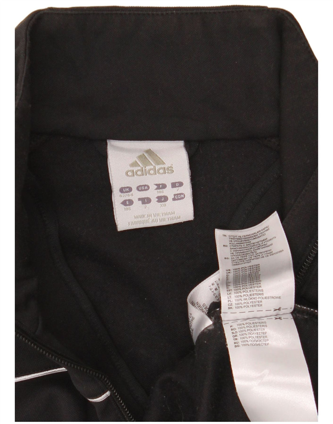 Felpa Adidas da uomo con zip e collo maglione UK 42/44 grande poliestere nero
