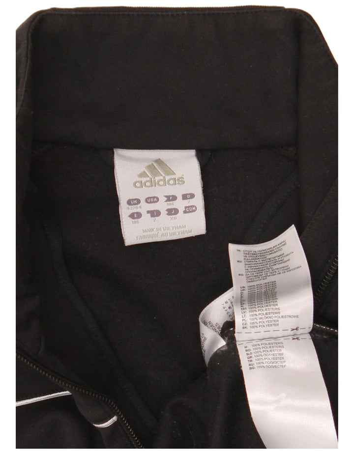 Felpa Adidas da uomo con zip e collo maglione UK 42/44 grande poliestere nero