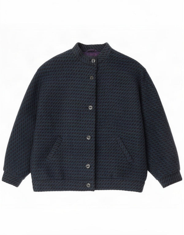 Bomber vintage da donna con maniche a 3/4 UK 14 grandi strisce blu navy