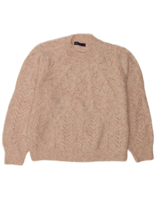 Maglione maglione girocollo da donna Marks & Spencer UK 14 Poliestere rosa medio