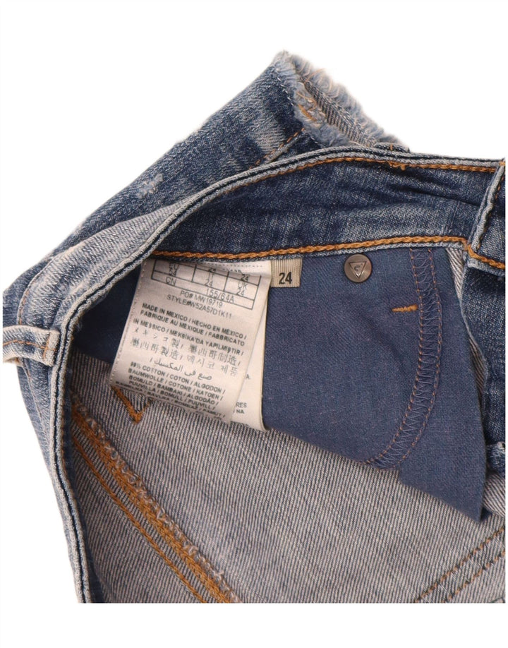 Pantaloni caldi invecchiati Guess da donna W24 XS cotone blu