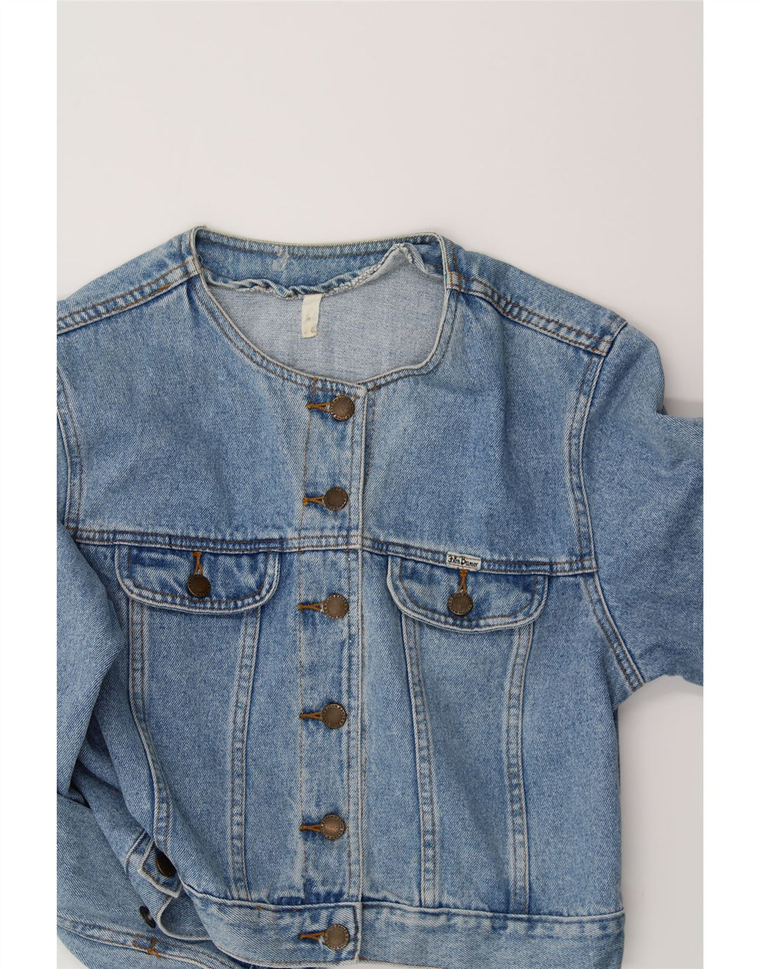 JOHN BANER Womens Crop Denim Jacket UK 12 Medium Blue Cotton Vintage John Baner and Second-Hand John Baner from Messina Hembry 