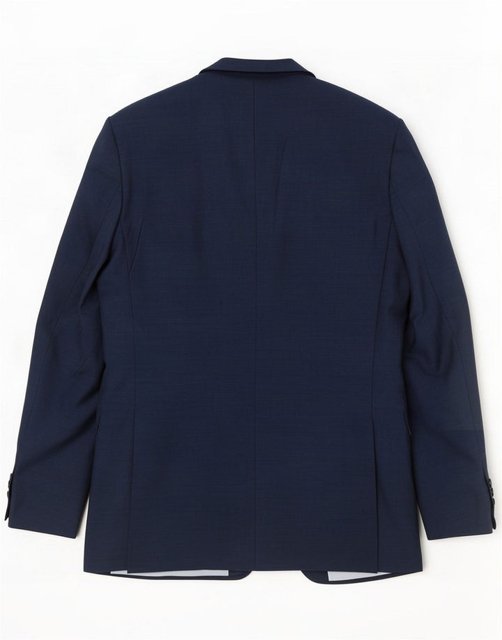 Giacca blazer da uomo a 2 bottoni French Connection UK 40 grande in lana blu navy
