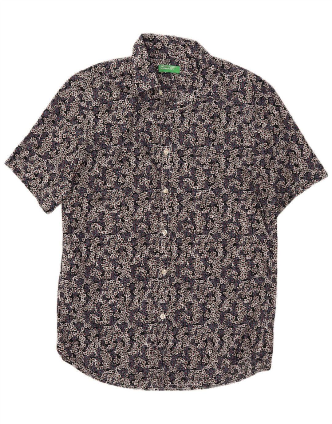 BENETTON Camicia a maniche corte da uomo in cotone floreale medio multicolore