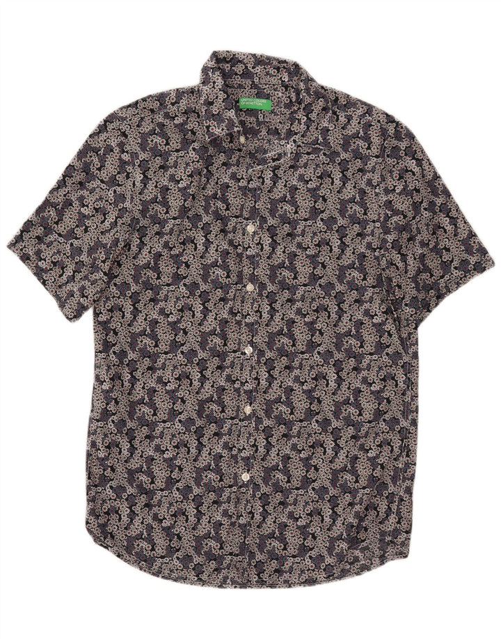 BENETTON Camicia a maniche corte da uomo in cotone floreale medio multicolore