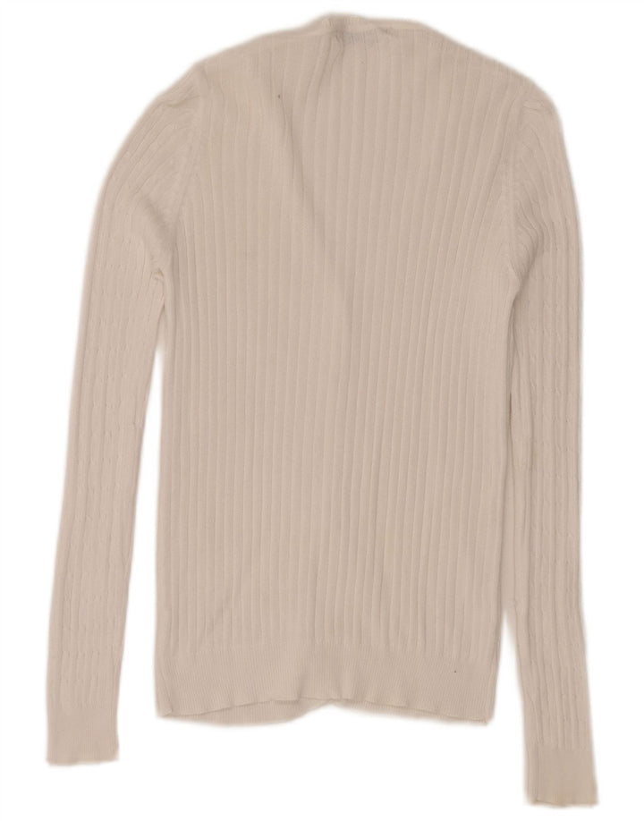 Maglione cardigan da donna Zara UK 12 cotone bianco medio