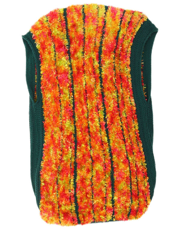 Maglione cardigan lungo da donna vintage UK 16 grandi righe multicolori