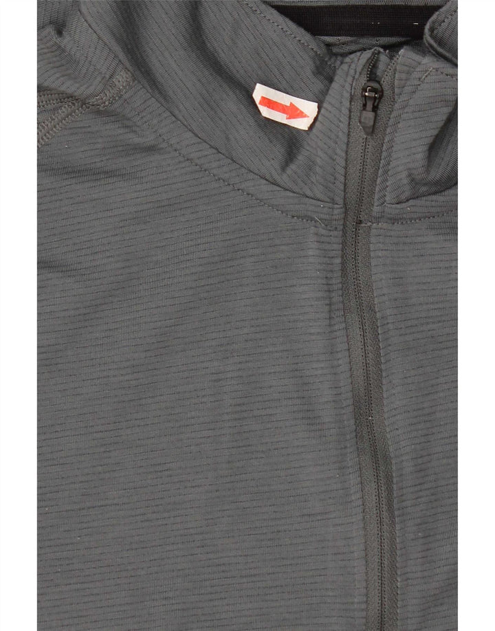 Under Armour Uomo Heat Gear Zip Collo Top Manica Lunga Piccolo Poliestere Grigio