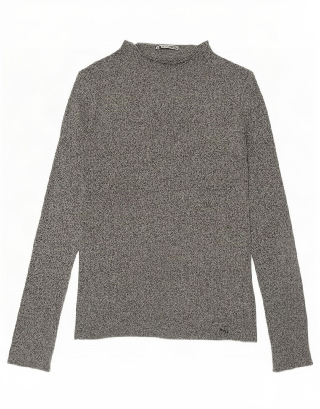 Top Zara da donna a maniche lunghe UK 14 Viscosa chiazzata grigio medio