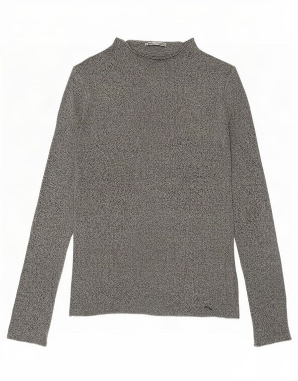 Top Zara da donna a maniche lunghe UK 14 Viscosa chiazzata grigio medio