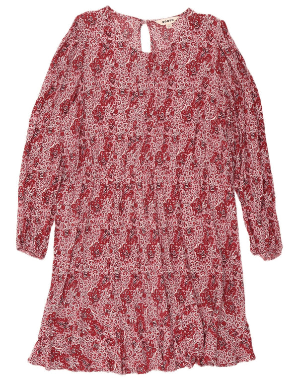 Abito a trapezio a maniche lunghe da donna Boden UK 22 3XL Viscosa Paisley rossa
