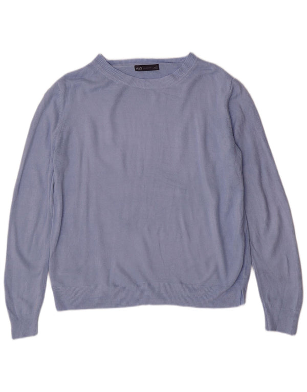 Maglione maglione con scollo a barca da donna Marks & Spencer UK 16 grande acrilico blu