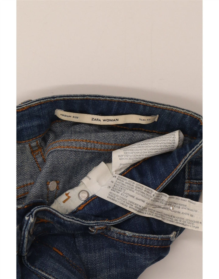 Jeans slim da donna a vita media Zara W26 L29 cotone blu