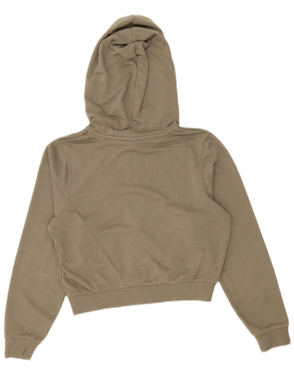 Felpa con cappuccio e zip oversize corta da donna Nike UK 6 XS cotone kaki