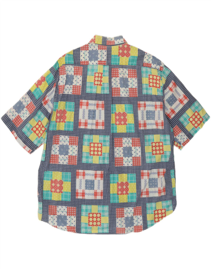 Camicia a maniche corte da uomo VINTAGE XL in cotone patchwork multicolore