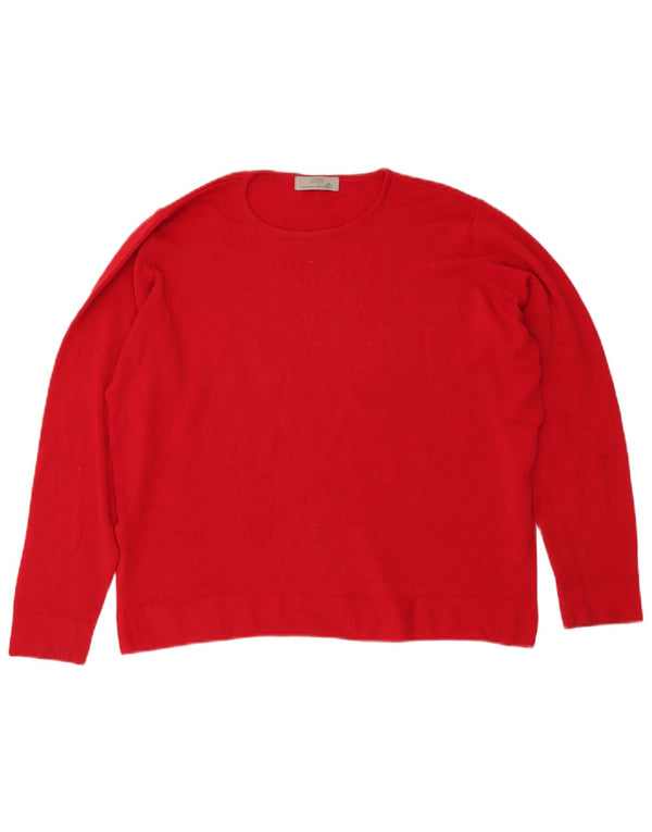 Maglione maglione con scollo a barca da donna Marks & Spencer UK 16 grande lana rossa