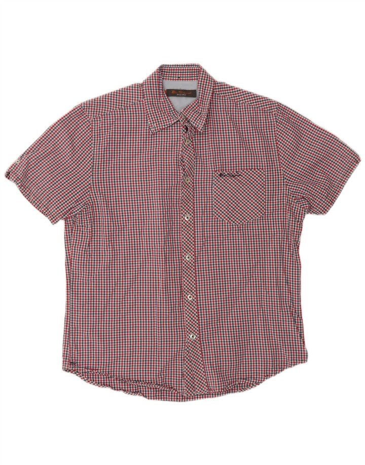 Camicia a maniche corte da uomo Ben Sherman in cotone a quadretti rosso medio