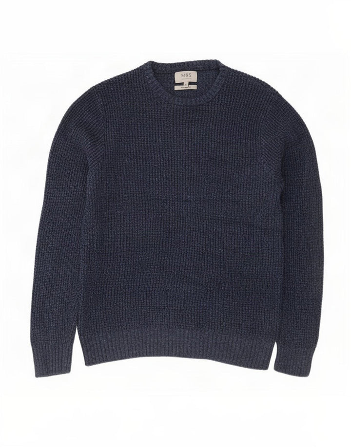 Maglione maglione girocollo da uomo Marks & Spencer cotone medio blu navy