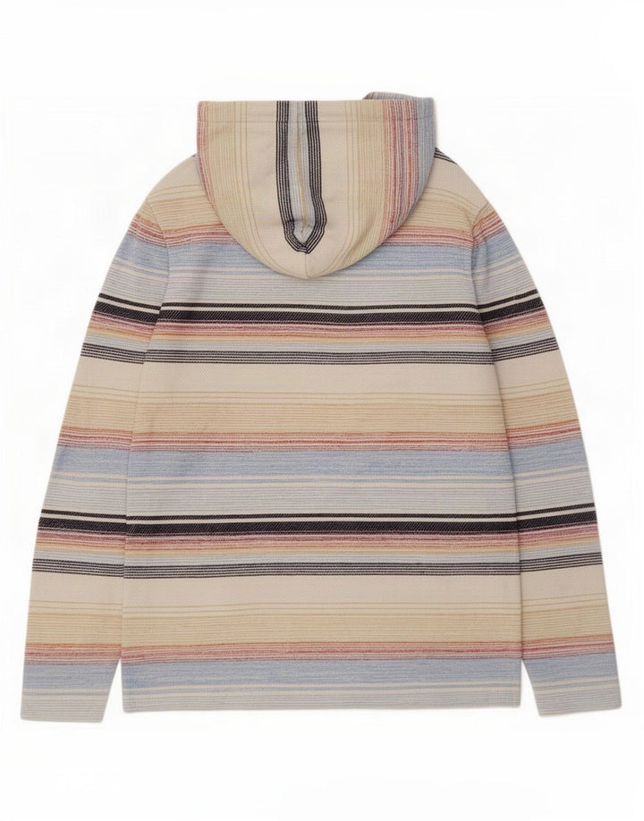 Fat Face Top da uomo con cappuccio a maniche lunghe in cotone a righe multicolori medie
