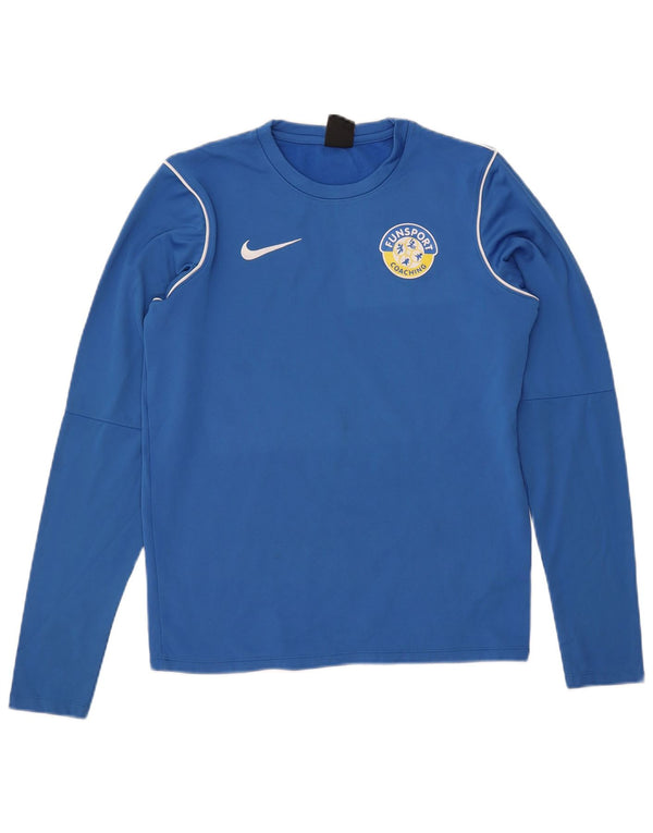 NIKE Top Dri Fit da uomo a maniche lunghe piccolo in poliestere blu
