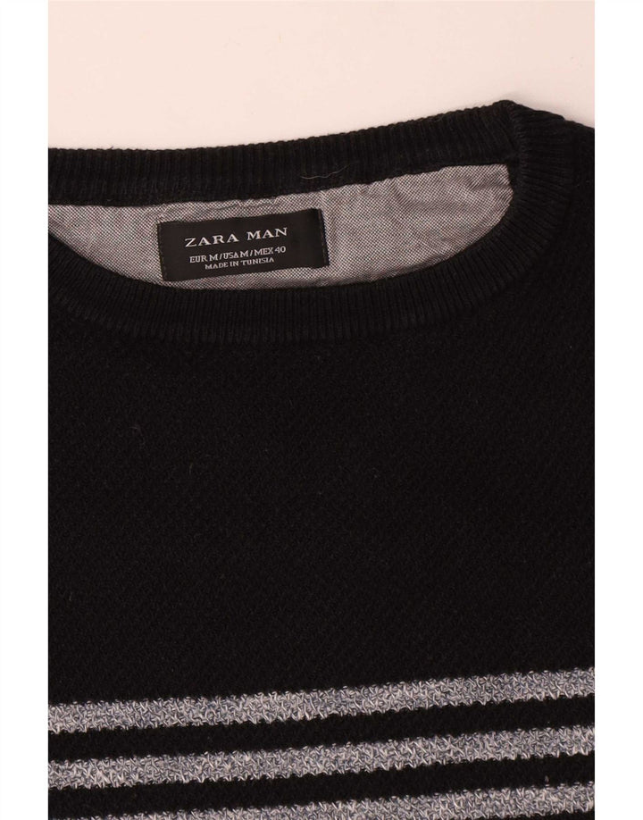 Maglione maglione girocollo da uomo Zara a righe nere medie