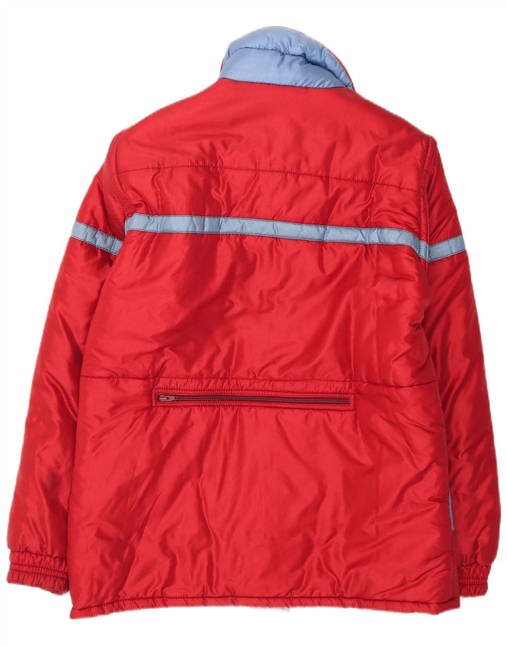 Giacca imbottita con cappuccio da donna vintage IT 52 2XL Poliammide color block rosso