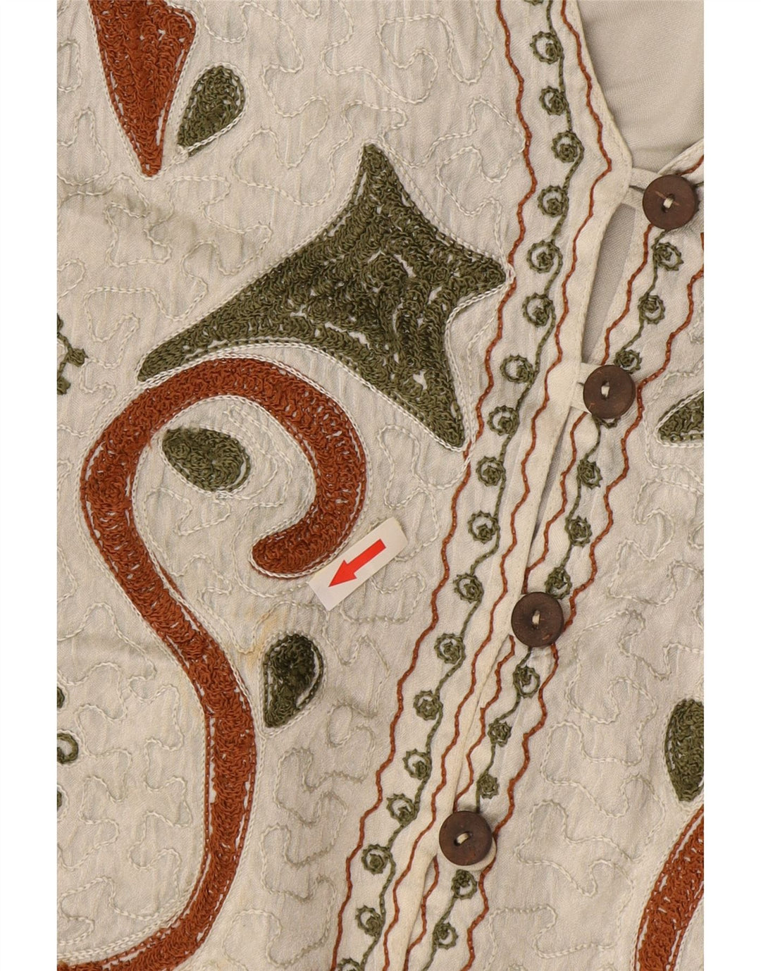 Gilet vintage da donna con motivo astratto, taglia unica, in rayon bianco