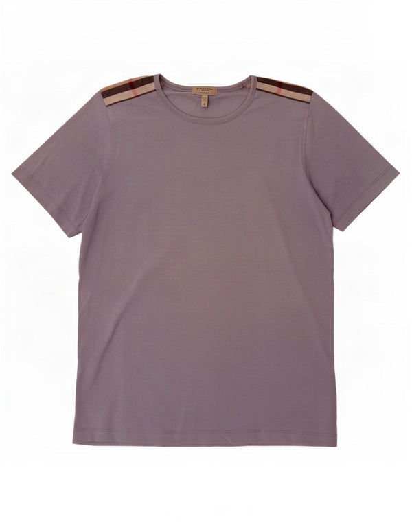T-shirt da uomo slim fit Burberry Top in cotone color block blu piccolo