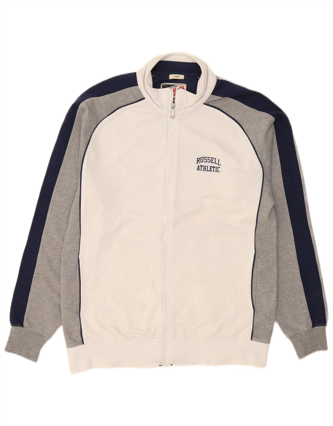 RUSSELL ATHLETIC Giacca da tuta da uomo grande in cotone color block bianco