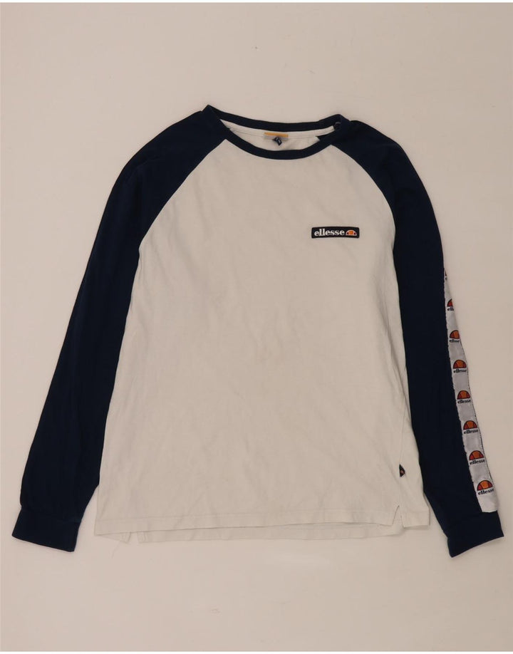 ELLESSE Top grafico da uomo a maniche lunghe in cotone color block bianco medio