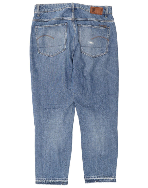 Jeans dritti a vita alta invecchiati G-Star 3301 da donna W29 L26 cotone blu