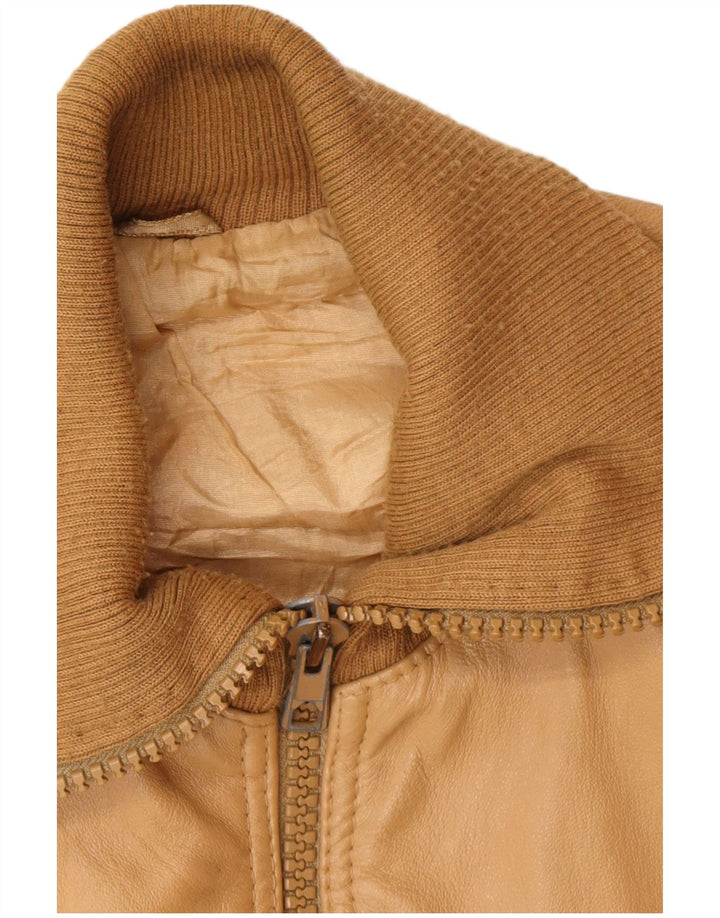 Giacca in pelle bomber militare vintage da uomo UK 38 Beige medio