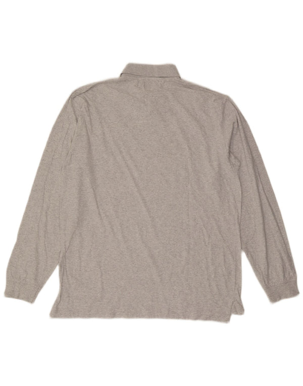 Polo Kappa da uomo a maniche lunghe XL in cotone chiazzato grigio