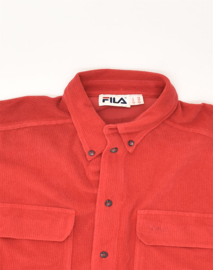FILA Mens Shirt Medium Red Polyester | Vintage Fila | Thrift | Second-Hand Fila | Used Clothing | Messina Hembry 