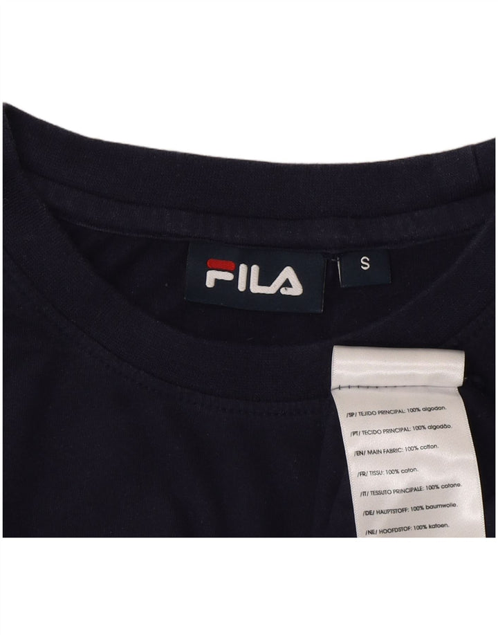 T-shirt Fila da uomo Top Small in cotone color block blu navy