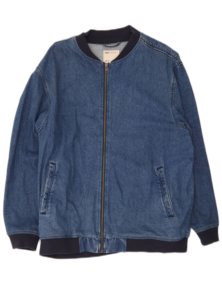 Giacca di jeans oversize da donna Asos UK 10 piccola in cotone color block blu