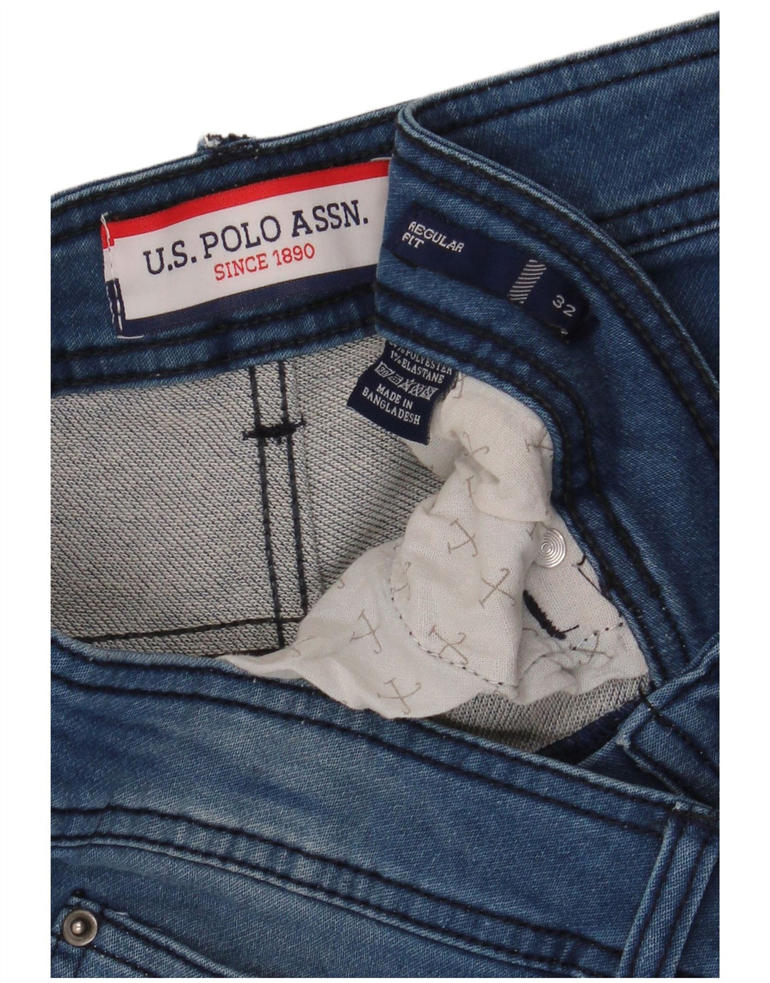 Polo Assn. degli Stati Uniti Pantaloncini di jeans vestibilità regolare da uomo W32 Poliestere blu medio