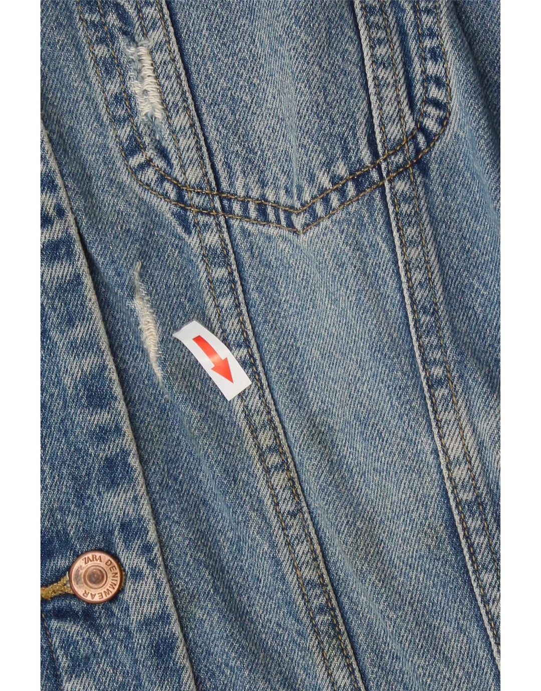Giacca di jeans oversize invecchiata Zara da donna UK 10 piccola in cotone blu