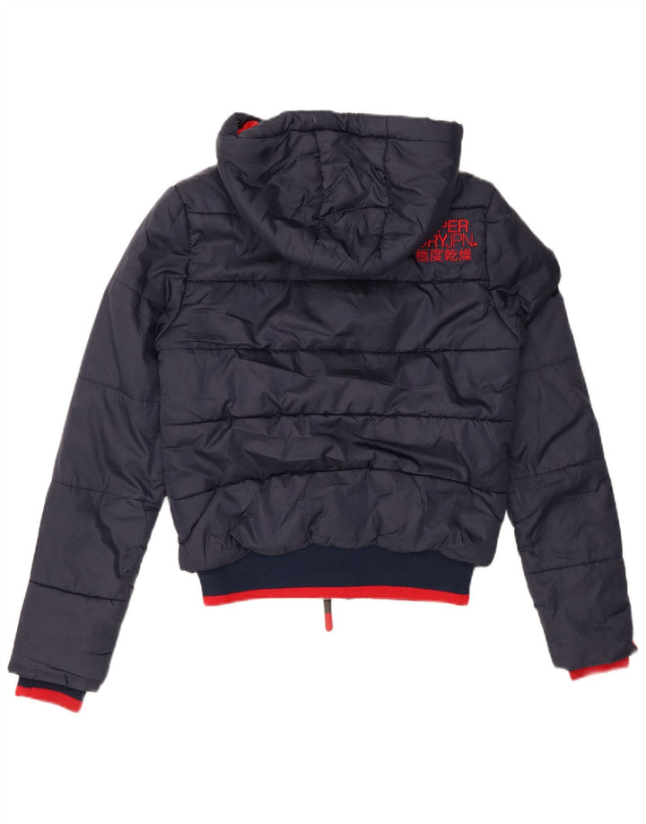 Giacca imbottita con cappuccio da uomo SUPERDRY UK 36 piccola in poliestere blu navy