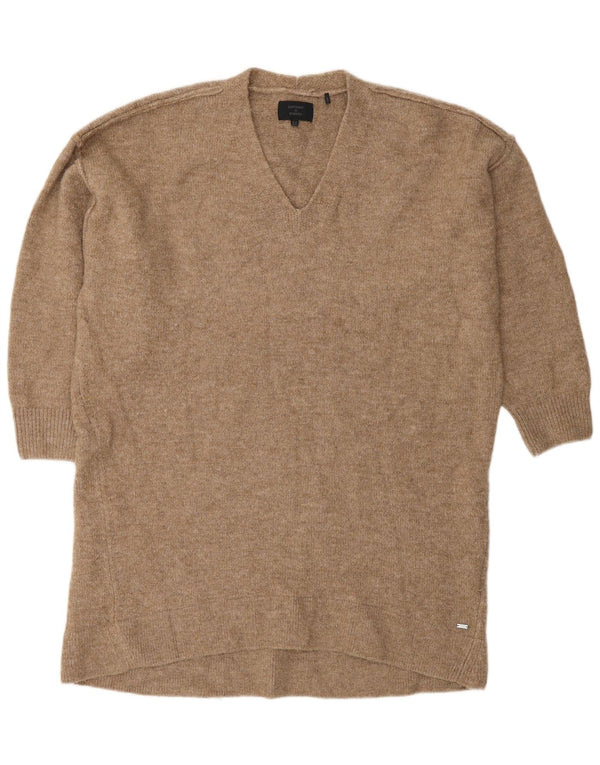 Maglione da donna oversize con scollo a V Superdry UK 12 Acrilico marrone medio
