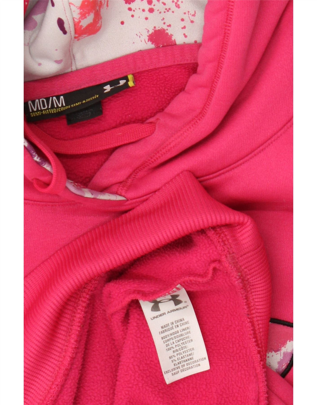 Felpa con cappuccio grafica da donna Under Armour UK 14 Poliestere rosa medio
