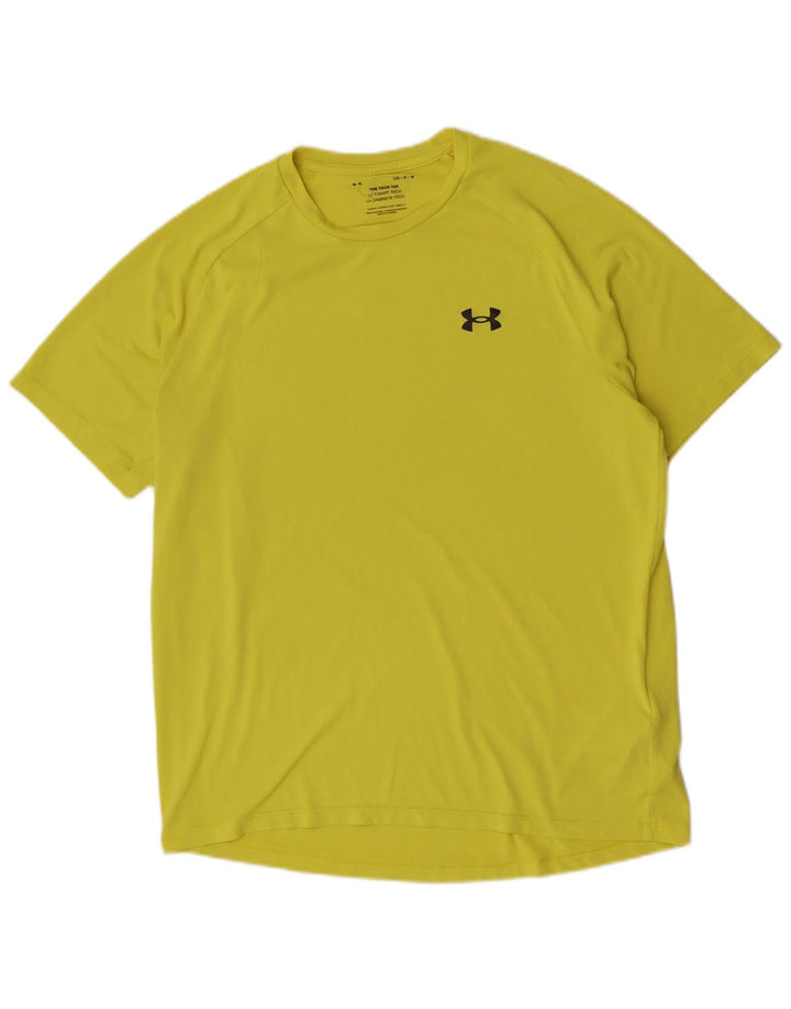 T-shirt regolare da uomo a maniche corte Under Armour, poliestere giallo medio