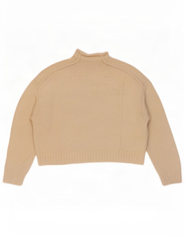 Zara Donna Maglione Corto Oversize con Collo Dolcevita UK 16 Large Beige