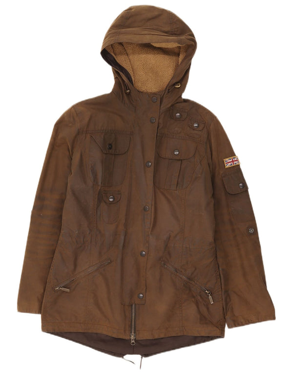 Giacca Parka da donna in cotone cerato con cappuccio Barbour UK 8 Small Khaki